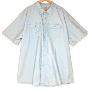 L.L.Bean Mens‎ Light Blue Button-Up Short Sleeve Shirt XXXL Traditional Fit